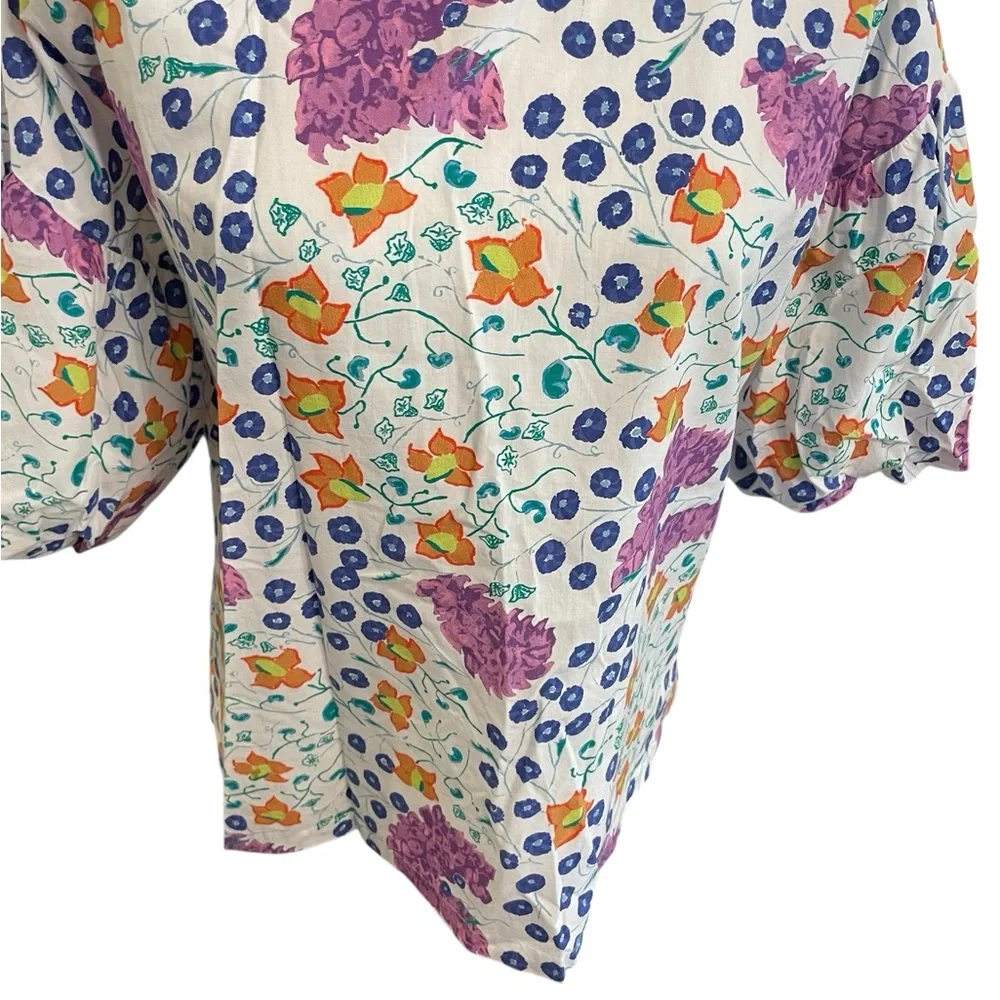 OLIPHANT Floral Patterned Puff Sleeve Blouse NWOT - Picture 3 of 14